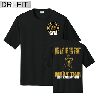 Iron Warriors Gym Muay Thai performance tee with The Art of the Fight graphic in black