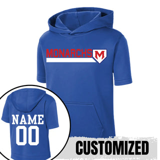 Monarchs Baseball Fleece Short Sleeve Hooded Pullover V1