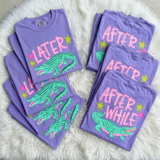 Later Gator After While Crocodile Violet Tee