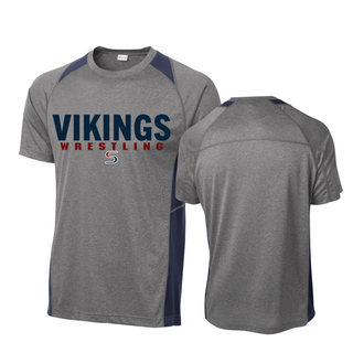 Seaman Vikings Wrestling Colorblock Contender Tee (Vintage Heather/ True Navy) V1