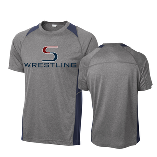 Seaman Vikings Wrestling Colorblock Contender Tee (Vintage Heather/ True Navy) V2