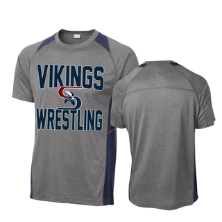 Seaman Vikings Wrestling Colorblock Contender Tee (Vintage Heather/ True Navy) V4