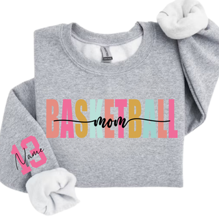 Custom Basketball Mom Color Pop Crewneck Sweatshirt V1