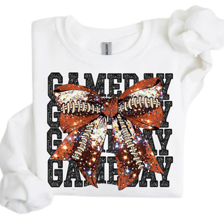 Faux Glitter Stacked Football Game Day Edition Crewneck
