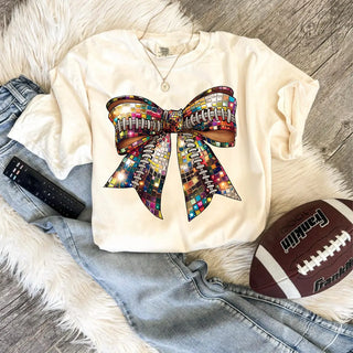 Disco Football Bow Comfort Colors Top