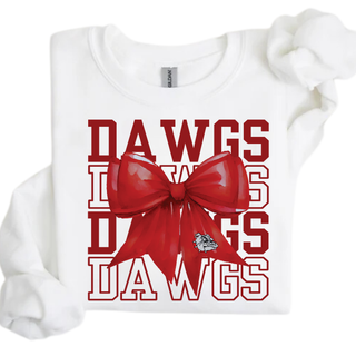 Rossville Dawgs Stacked Girly Red Bow