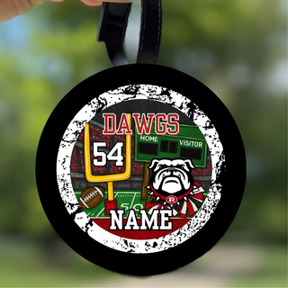 Personalized Dawgs Football Bag Tag