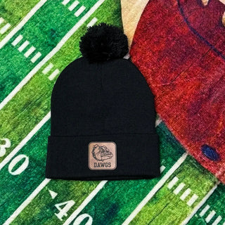 Rossville Dawgs Square Patch Pom Beanie