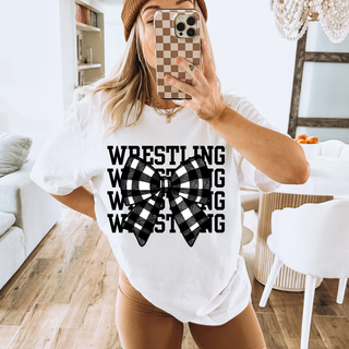 Wrestling Plaid Bow Graphic Top