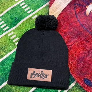 St. Marys Bears Knit Pom Beanie with Leather Patch