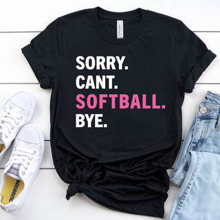 Sorry Can't Softball Bye Top V1