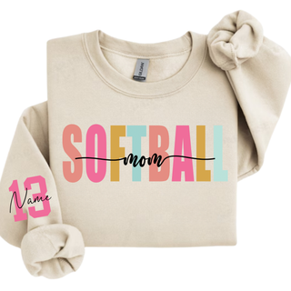 Custom Softball Mom Color Pop Crewneck Sweatshirt