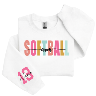 Custom Softball Mom Color Pop Crewneck Sweatshirt