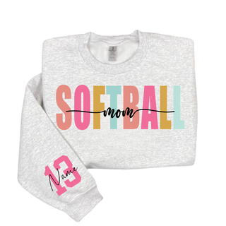 Custom Softball Mom Color Pop Crewneck Sweatshirt