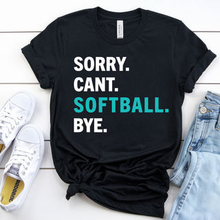 Sorry Can't Softball Bye Top V2