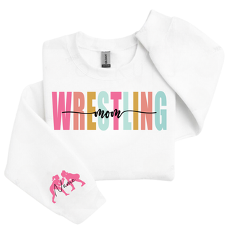 Custom Wrestling Mom Color Pop Crewneck Sweatshirt V1
