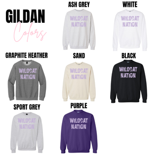 Wildcat Nation Shirt Lavender Distressed Varsity Block