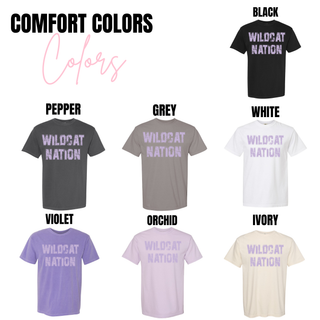 Wildcat Nation Shirt Lavender Distressed Varsity Block