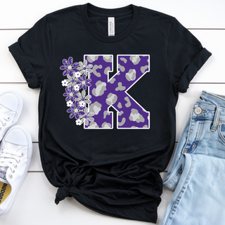 Wildcats Initial K Shirt Floral Leopard Block
