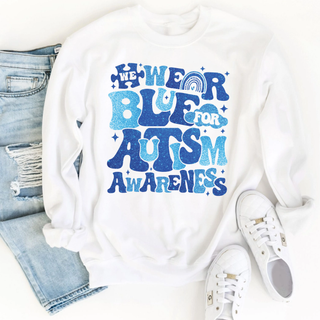 We Wear Blue Autism Awareness Faux Glitter Top