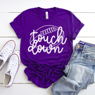 Faux Embroidered Touchdown Football Script Top