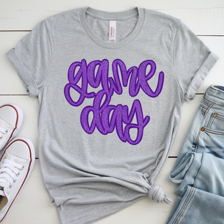 Faux Glitter Purple Game Day Top