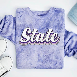 Stacked Distressed Retro State Comfort Colors Top