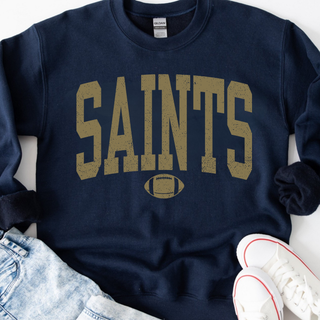 Navy Topeka Saints Distressed Arch Football crewneck sweatshirt with gold lettering
