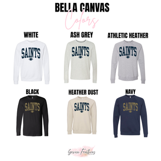 Bella Canvas and Comfort Colors garment options for the Topeka Saints Distressed Arch Football Top