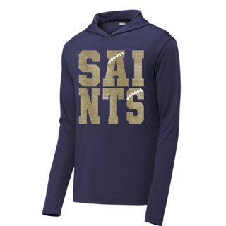 True navy Topeka Saints Stacked Football PosiCharge Competitor Hoodie with gold SAINTS lettering and white football lace accents