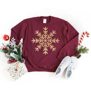 Faux Glitter Snowflake Crewneck