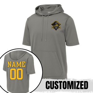 Pirate Baseball Fleece Short Sleeve Hooded Pullover V4