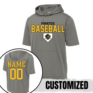 Pirate Baseball Fleece Short Sleeve Hooded Pullover V5