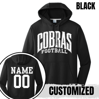 Jackson Heights Cobras Distressed Football Performance Fleece Hoodie
