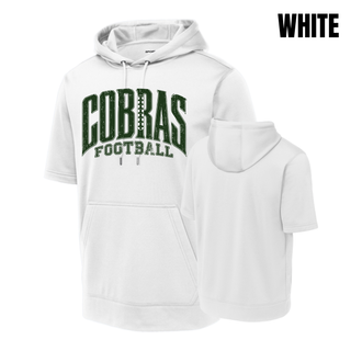 Jackson Heights Cobras Distressed Football Fleece Short Sleeve Hooded Pullover