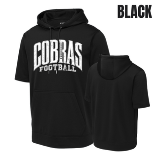 Jackson Heights Cobras Distressed Football Fleece Short Sleeve Hooded Pullover