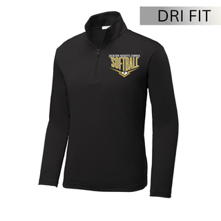 Jackson Heights Cobras Softball Home Plate Dri-Fit Quarter Zip Pullover in black with left chest home plate softball logo