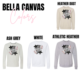 Bella Canvas baseball game day shirt available in heather dust, ash grey, white, and athletic heather