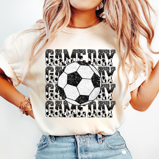 Stacked Soccer Game Day Faux Glitter Top
