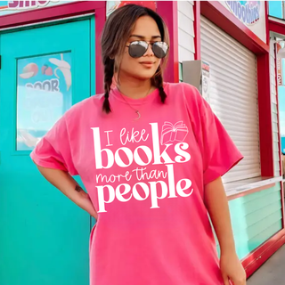 I like Books More Than People Graphic Tee