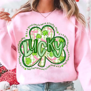 Lucky Shamrock Quote Pink Top
