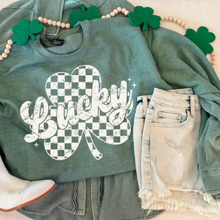 Distressed Lucky Clover Crewneck
