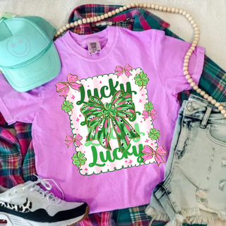 Lucky Shamrocks and Pink Bows Top