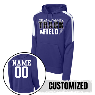 Royal Valley Track and Field Sport-Tek Sport-Wick Fleece United pullover hoodie in purple with custom name and number on back