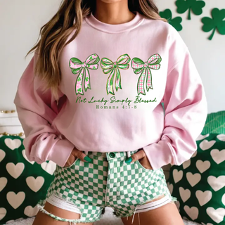 Not Lucky Simply Blessed Checkered Bows Top