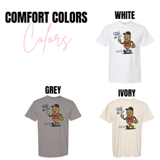 Comfort Colors garment dyed unisex t shirt featuring Take Me Out Peanuts baseball graphic available in white, grey, and ivory color options.