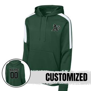 Forest green Ace’s Baseball performance hoodie with personalized name and number back