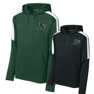 Green and black Ace’s Baseball performance hoodie with A logo on left chest front view