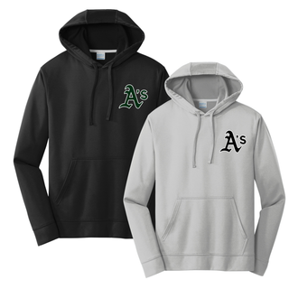Ace’s Baseball Classic A logo performance fleece hoodie black and grey front view