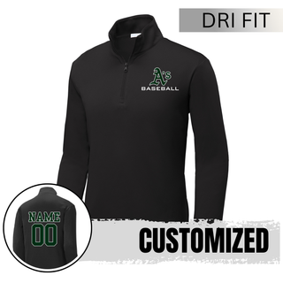 Black Ace's Baseball Dri-Fit quarter zip with custom name and number on back